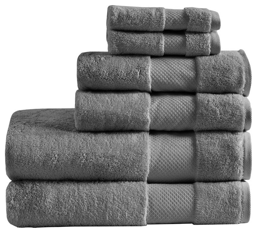 Madison Park Signature Turkish Cotton 6 Piece Bath Towel Set, Charcoal