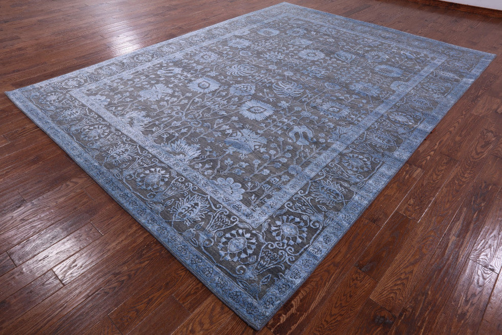 Hand-Knotted Persian Wool and Silk Rug 9' 2" X 12' 3" Q9421