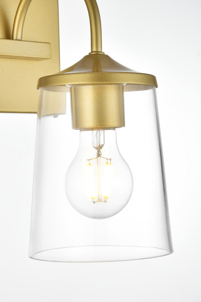 1 Light Brass And Clear Bath Sconce