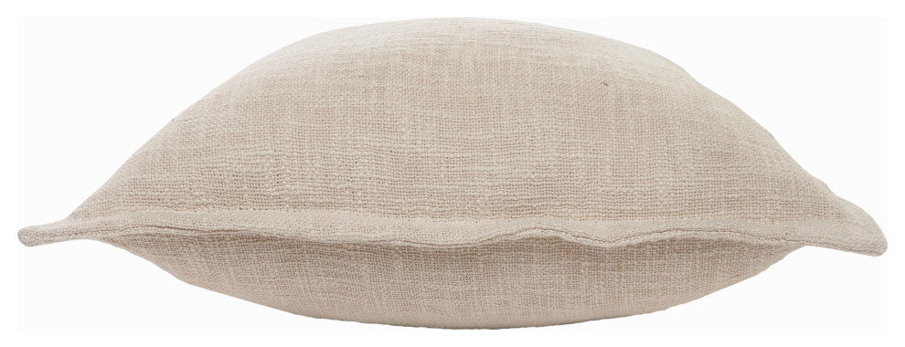 Ox Bay Handwoven Beige Solid Organic Cotton Pillow Cover, 20"x20"