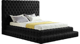 Revel Velvet Upholstered Bed, Black, Queen