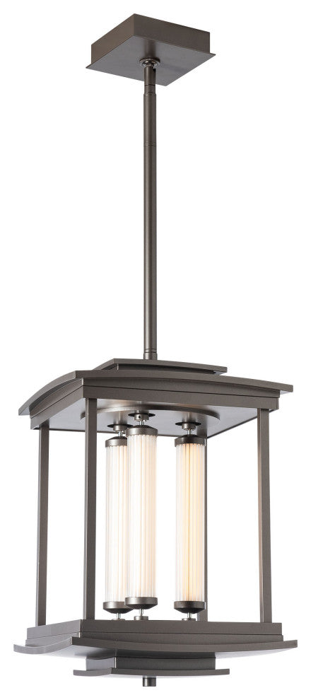 Athena 3-Light LED Lantern Dark Smoke Clear Glass