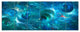 Blue Circles Fractal Texture, Abstract Canvas Art Print, 70"x28", 6 Panels