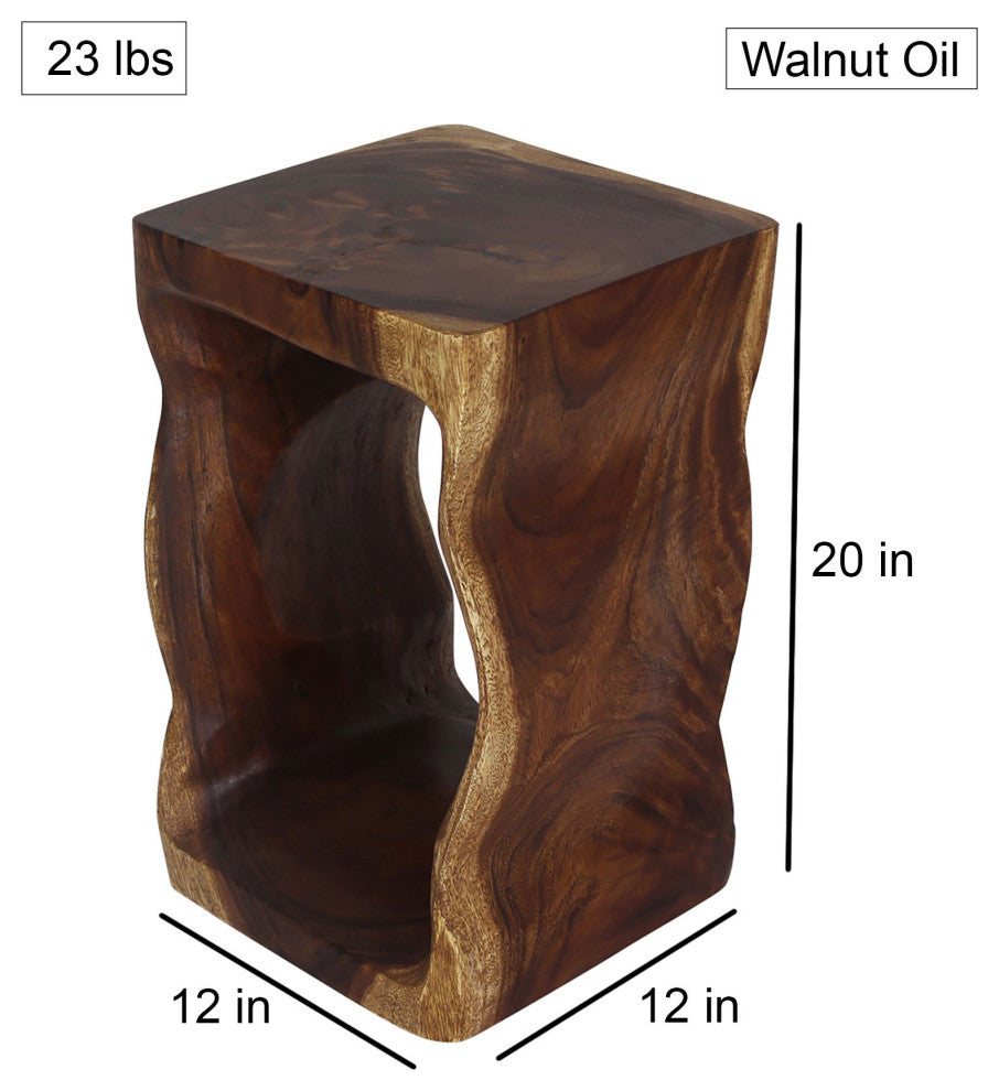 Haussmann Wood Natural Stool End Table 12 In Sq X 20 In High Walnut Oil