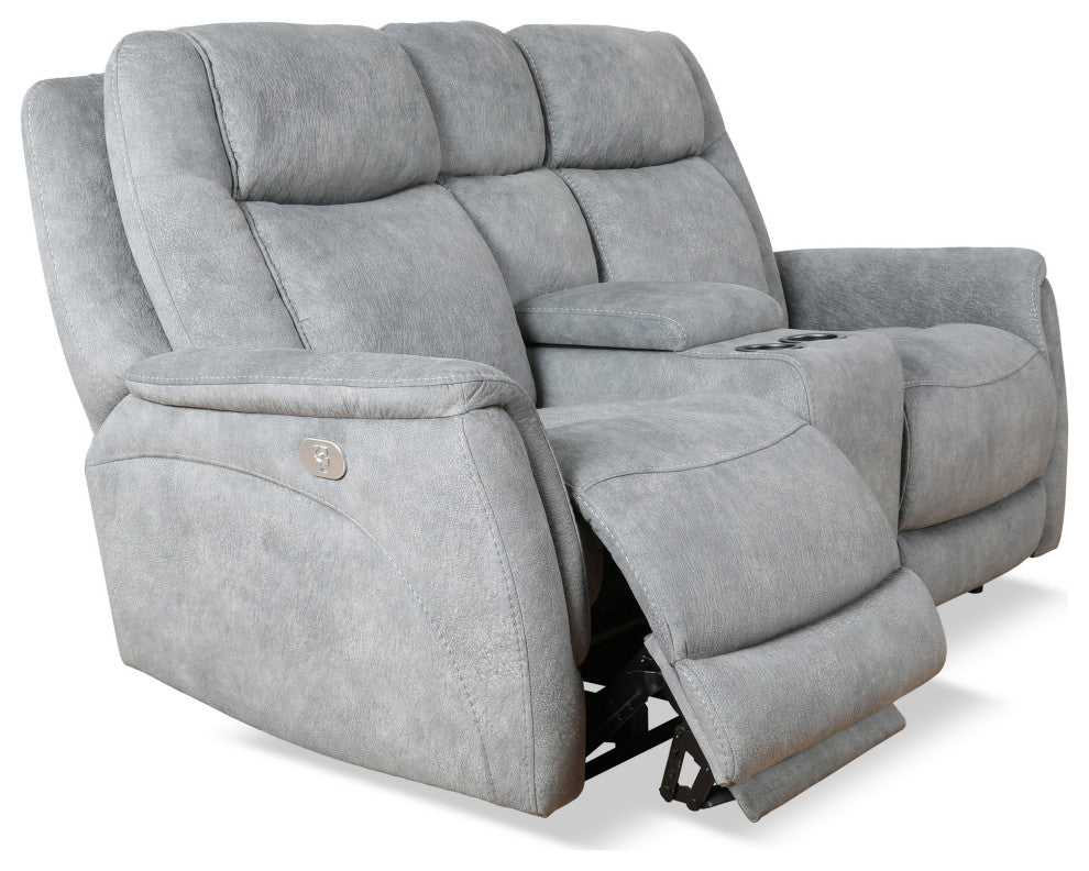 Linus Hudson Grey Power Reclining Sofa and Recliner