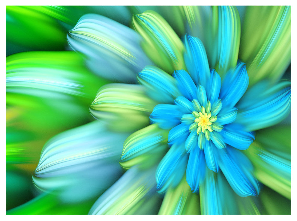 Massive Green Fractal Flower, Floral Canvas Art Print, 40"x30"