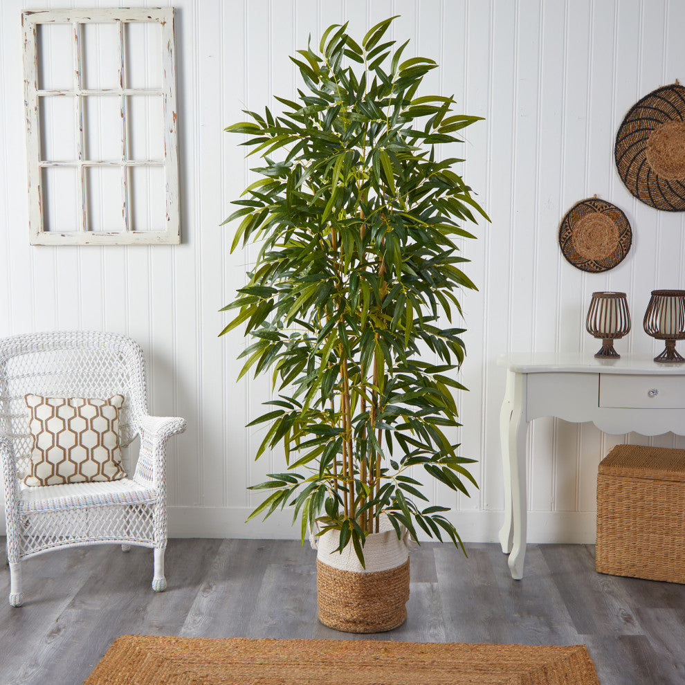 T2979 75 Bamboo Artificial Tree in Handmade Natural Jute and Cotton Planter