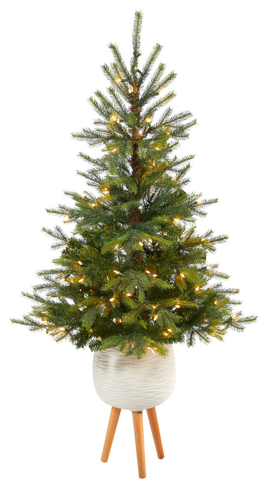 5' North Carolina Spruce Faux Xmas Tree W/Lights & 207 Bendable Branches W/Stand