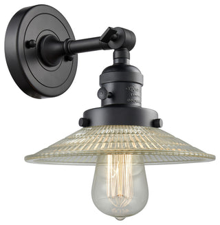 1-Light Halophane 10" Sconce, Matte Black, Clear Halophane Shade