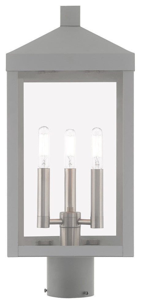 Livex Lighting Nordic Gray 3-Light Outdoor Post Top Lantern