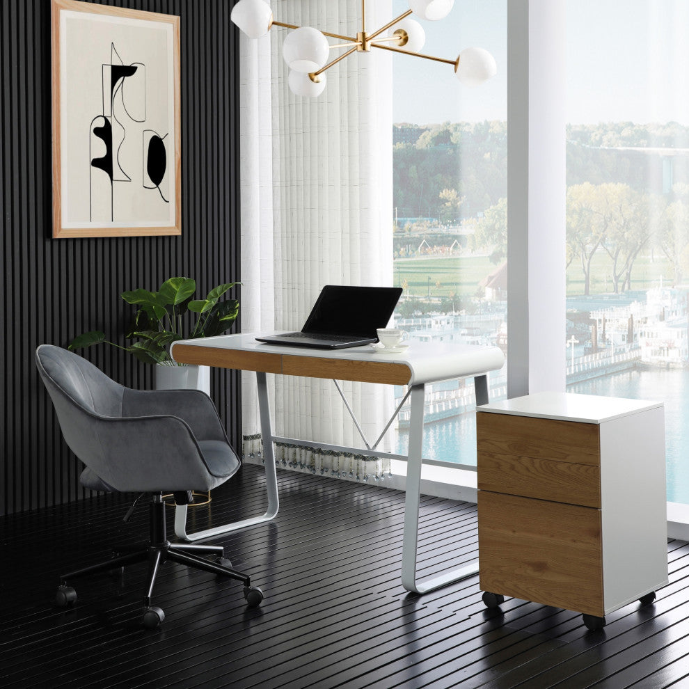Loft Lyfe Nila Desk, 2 Storage Drawers, White 43.3Lx21.6Wx30H