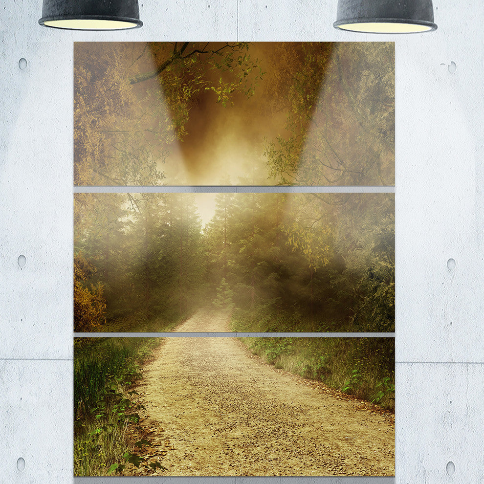 "Country Road Through Fall Scenery" Photo Metal Wall Art, 3 Panels, 28"x36"