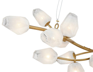 L55'' Gold Branch Frame Chandelier With White Glass Shades
