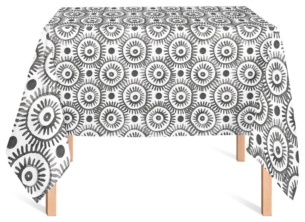 Boho Circles Black 58x58 Tablecloth