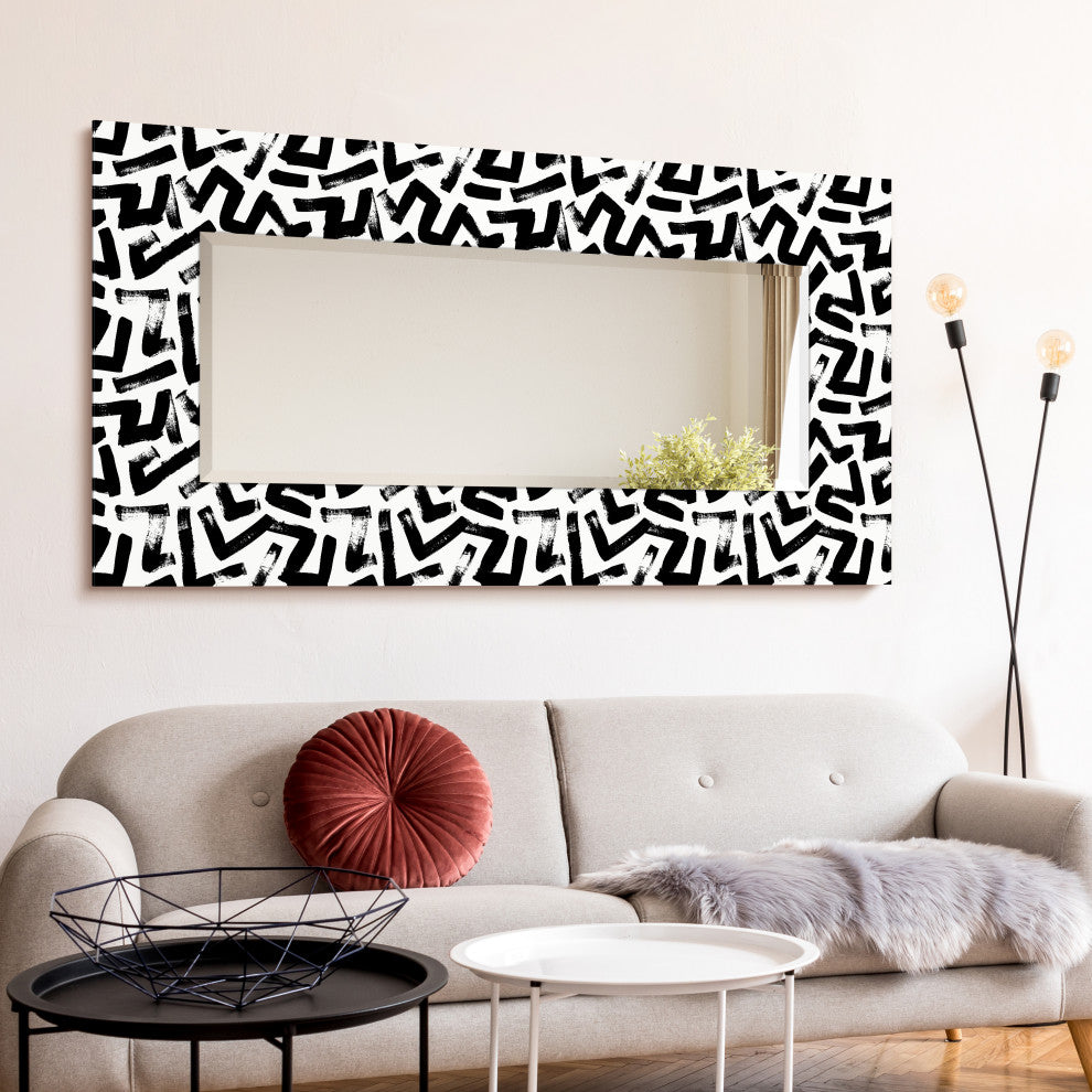 "Intertwined" Rectangular Beveled Leaner Mirror on Tempered Art Glass, 72" X 36"