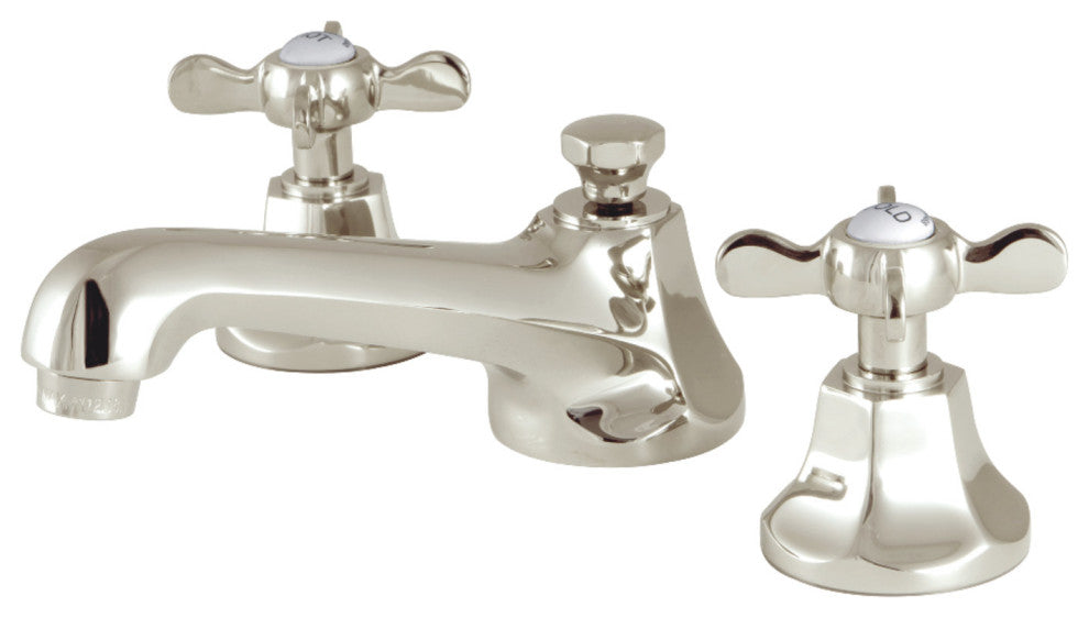 Kingston Brass Widespread Bathroom Faucet With Brass Pop-Up, Polished Nickel