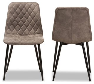 Roberta Mid-Century Light Brown Fabric Shell Dining Chair, Set of 2