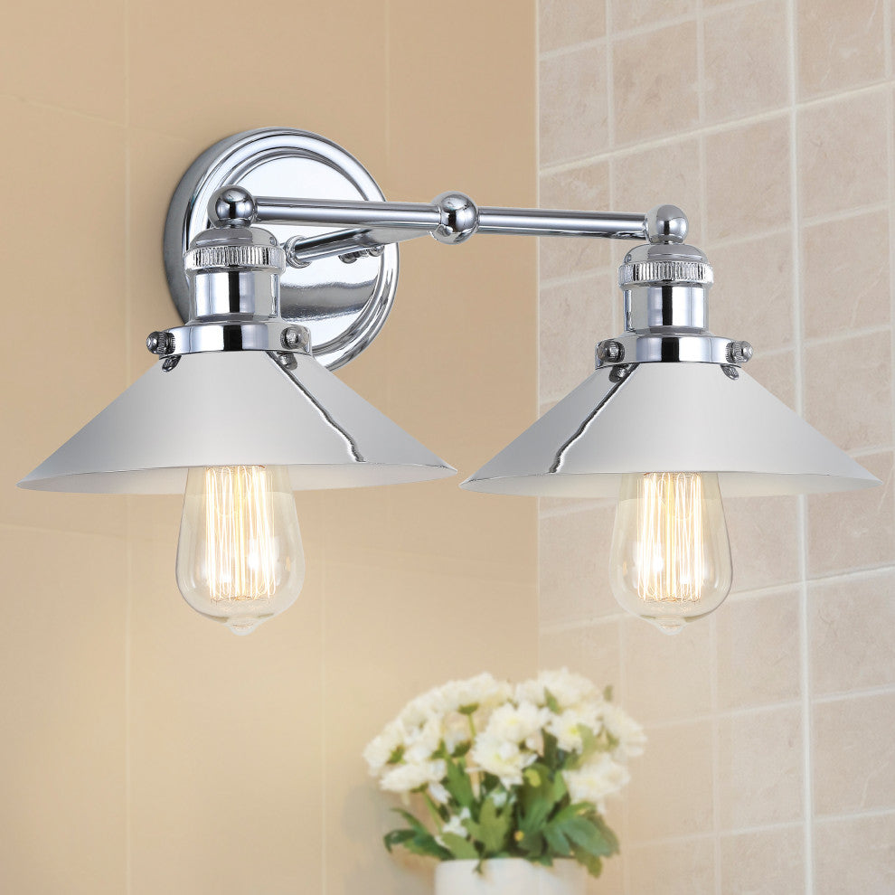 June Metal Shade Sconce, Chrome, 2-Light