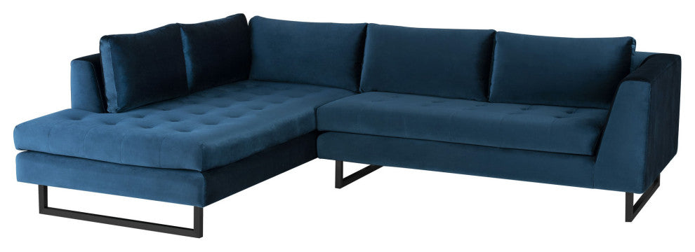 Janis Midnight Blue Fabric Sectional Sofa, HGSC522