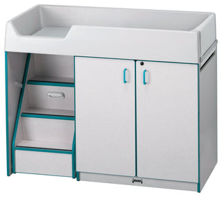 Rainbow Accents Diaper Changer with Stairs - Left - Teal
