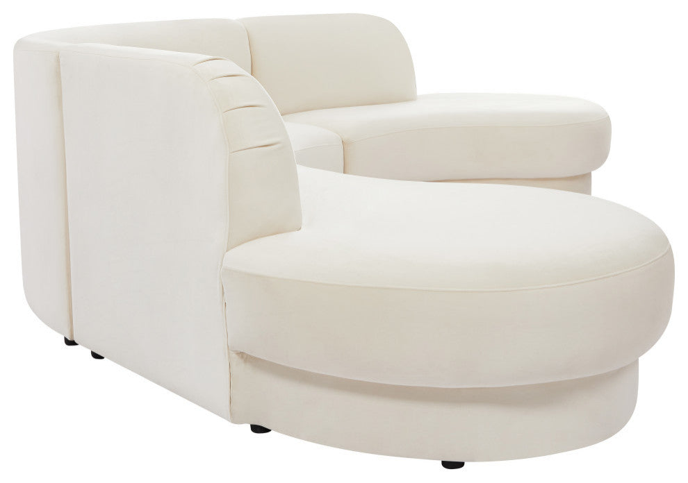 Rosa Velvet Upholstered 3-Piece Sectional, Cream