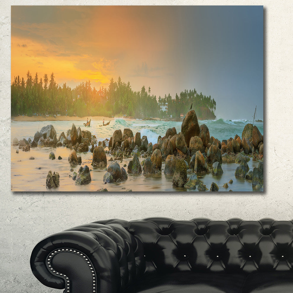 Untouched Tropical Beach Panorama, Landscape Canvas Art Print, 40"x30"