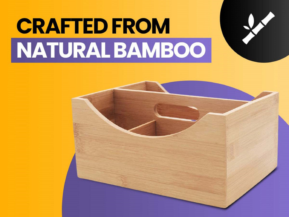 YBM HOME Bamboo 4 Compartment Organizer Tray for Drawers