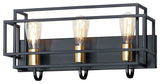 Maxim 10243 Liner 3 Light 21"W Bathroom Vanity Light - Black / Satin Brass
