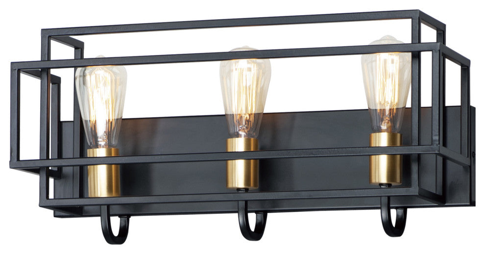 Maxim 10243 Liner 3 Light 21"W Bathroom Vanity Light - Black / Satin Brass