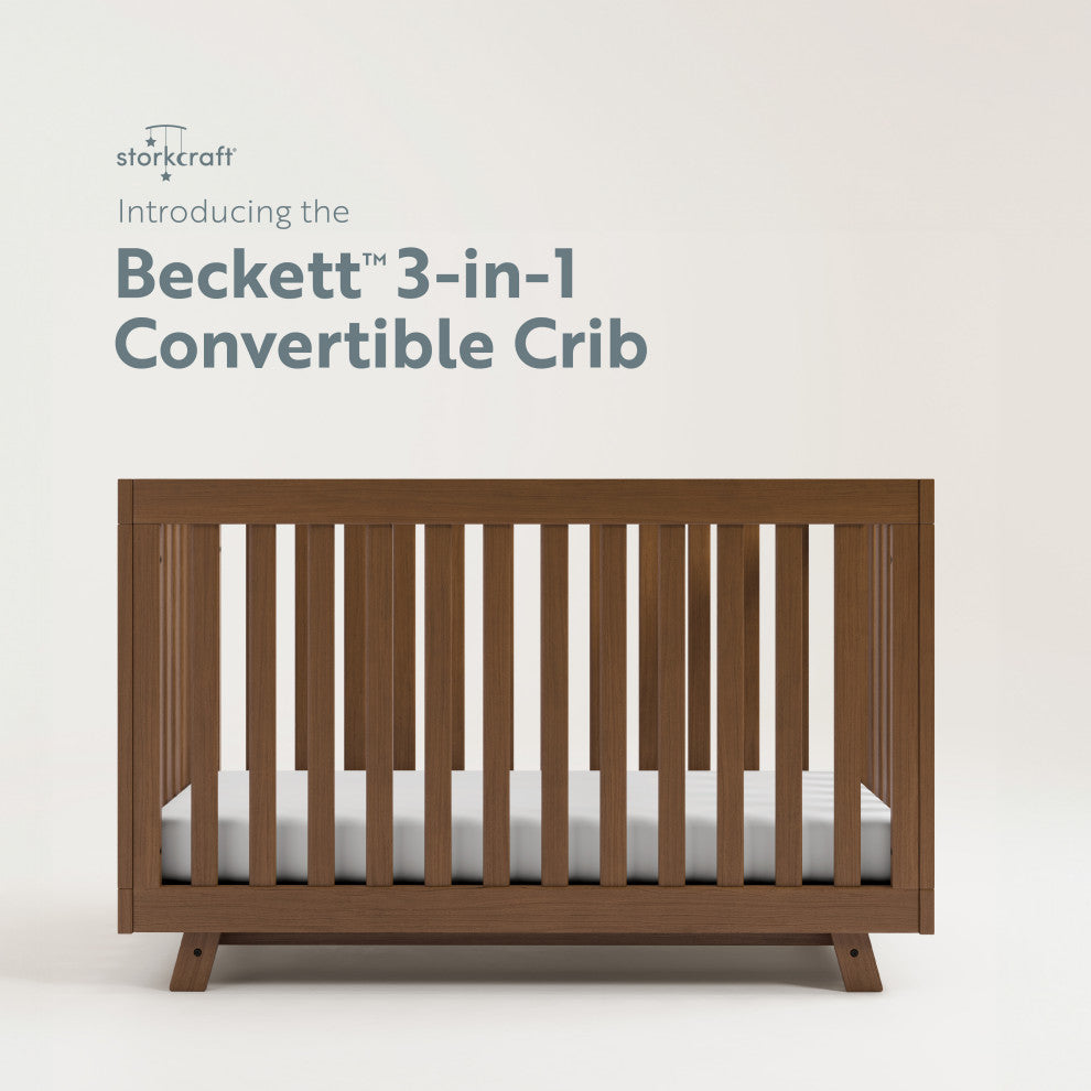 Storkcraft Beckett 3-in-1 Convertible Crib, Hazelnut, Converts to Toddler Bed