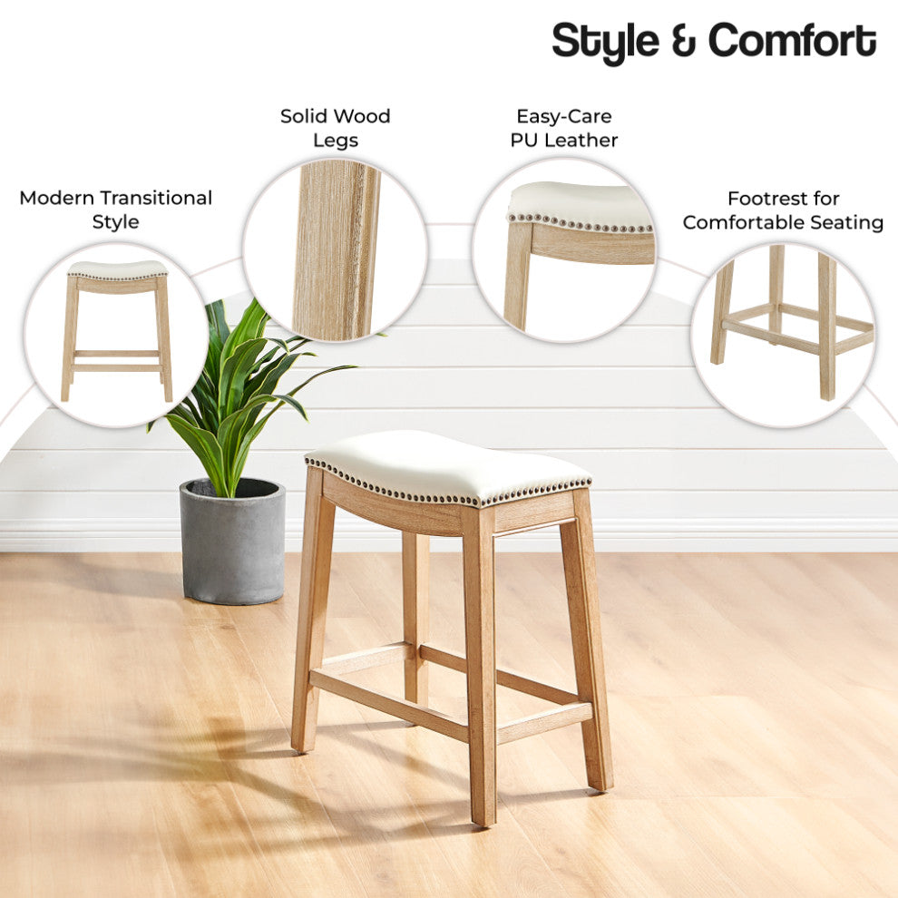 Elmo KD Counter Stool, Borneo Bone, Faux Leather