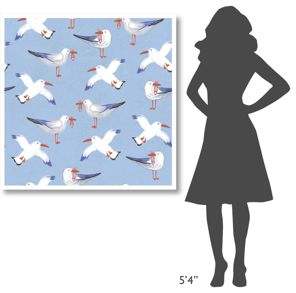"Coastal Birds Pattern II" Digital Paper Print by Farida Zaman, 42"x42"