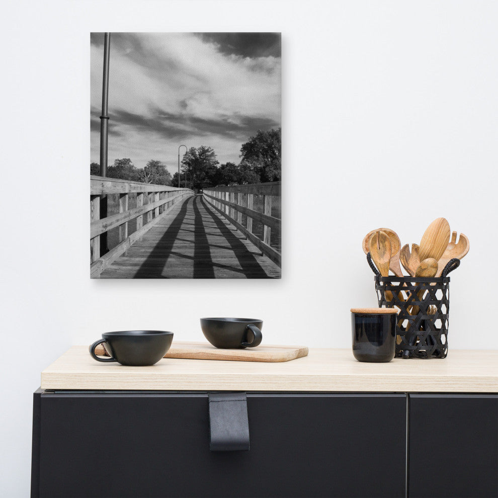 Follow the Lines Black & White Landscape Photo Canvas Wall Art Print, 16" X 20"