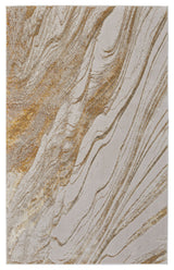 Tripoli Modern Abstract, Ivory/Taupe/Gold, 6'7"x9'6" Area Rug