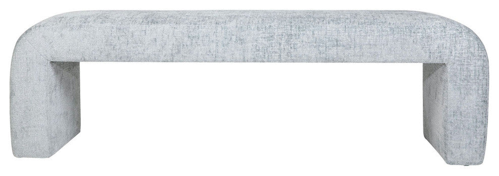 Sophia Modern Luxury Curved Upholstered Jacquard Bench (60W x 18D x 19H) - Blue