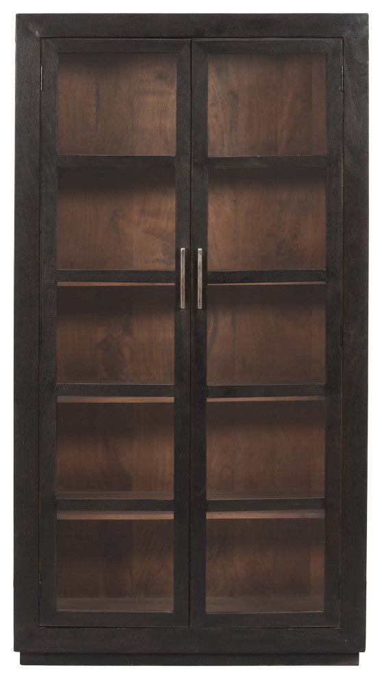 Fernious Tall Cabinet, Dark Gray Finish on Mango Solid Wood
