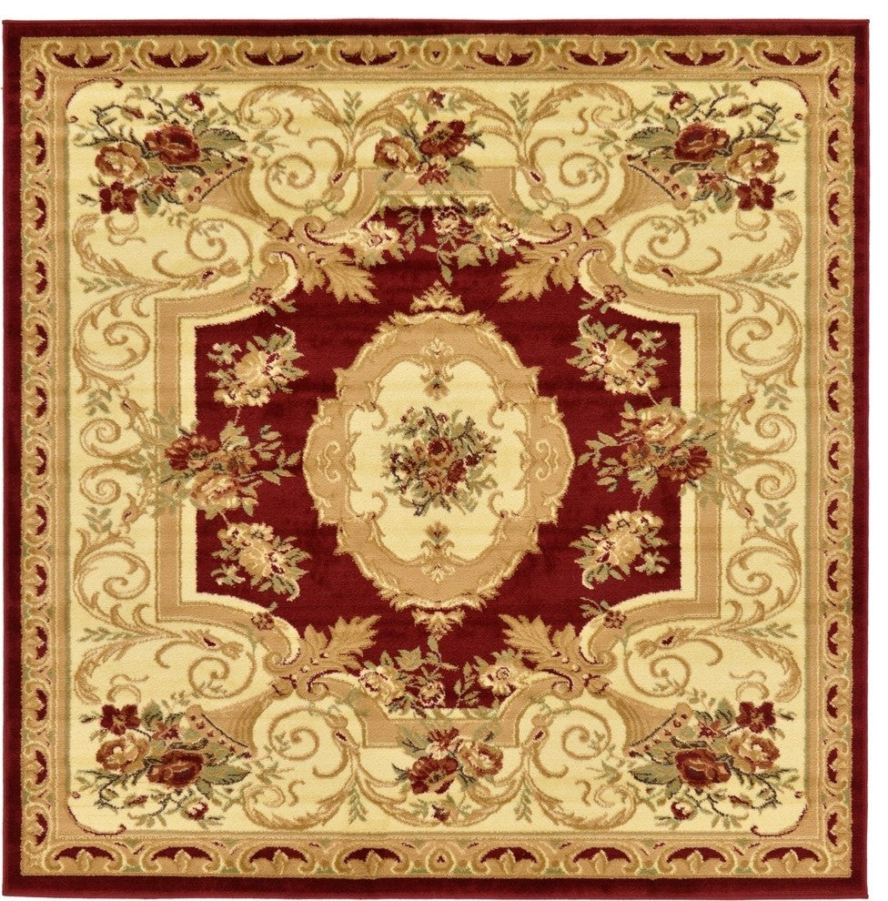 Unique Loom Red Henry Versailles 6' 0 x 6' 0 Square Rug
