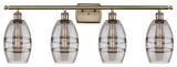 Ballston-Vaz 4-Light 36" Bath Vanity Light, Antique Brass, Light Smoke