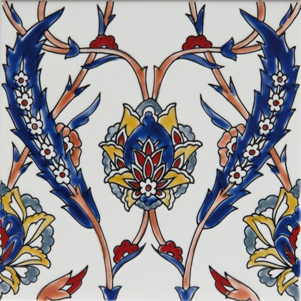 7.87"x7.87" Khayam Rouge Iznik Ceramic Tile, Set Of 10