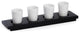 Hand Crafted 4 White Marble Shot Glasses On Black Marble Serving Tray