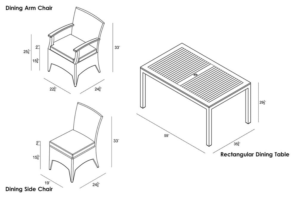 Arbor 7 Piece Dining Set, Canvas Henna