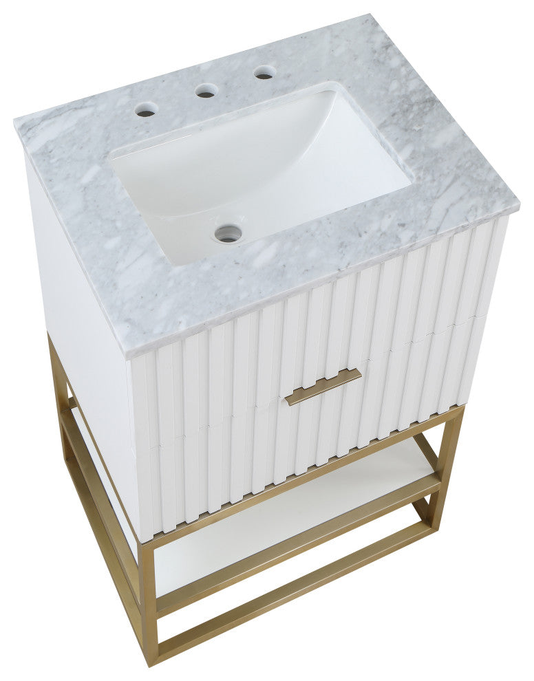 Monad Bathroom Vanity, White, 24" Wide