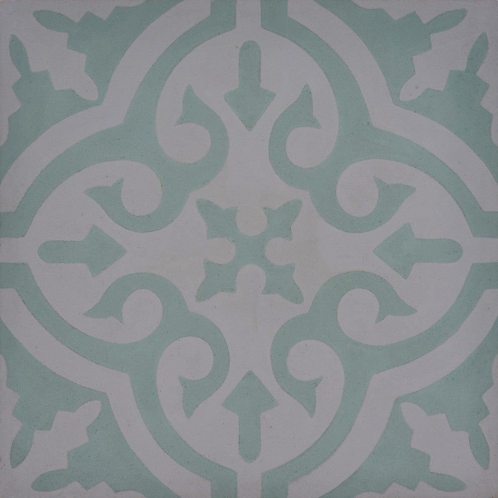 8"x8" Argana Handmade Cement Tile, Green/Gray, Set of 12