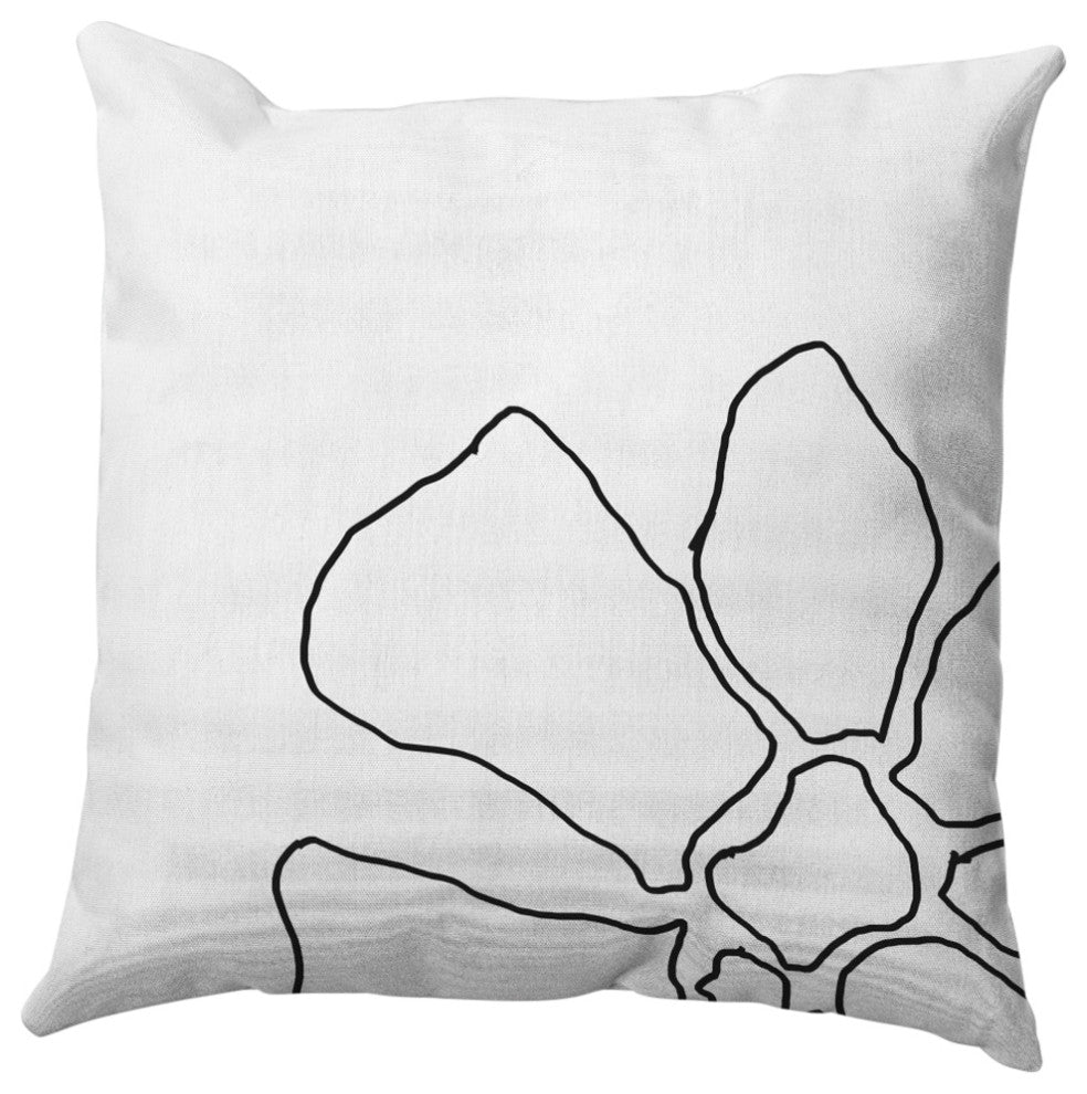 Petal Lines Decorative Throw Pillow, Black/White, 20x20"