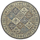 Weave & Wander Botticino Diamond Floral Persian Wool Rug, Navy/Grey/Beige, 10' R