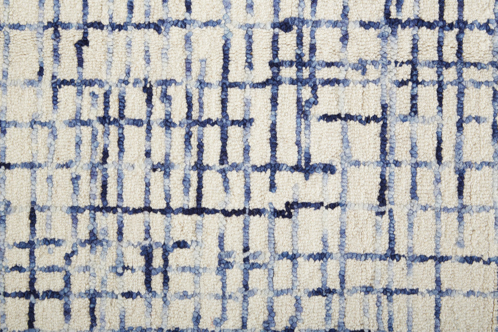 Weave & Wander Carrick Architectural Rug, Ivory/Navy, 9'x12'