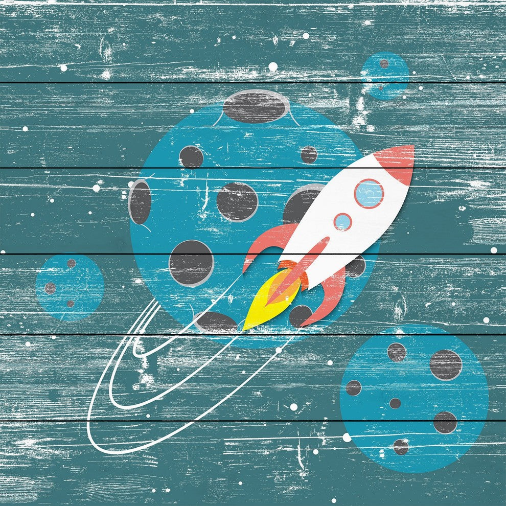 "In Orbit" Painting Print on White Wood, 40x40