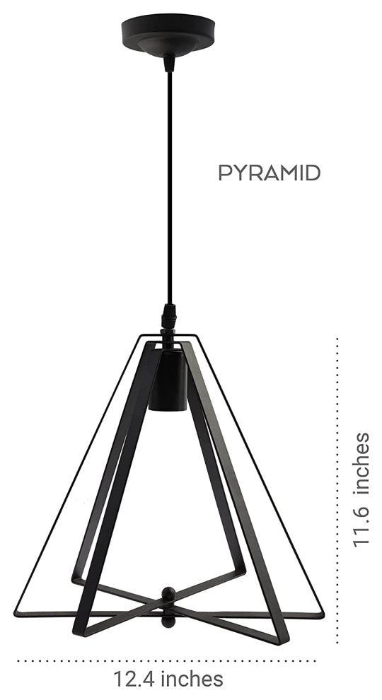 Black Art Pendant Light Fixture Adjustable Cage Hanging Lamp