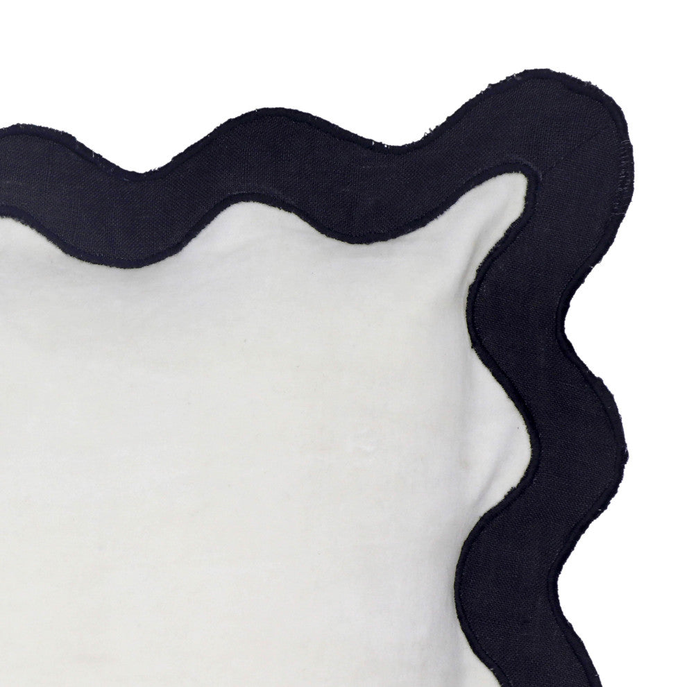 Scalloped Throw Pillow, Black, White
