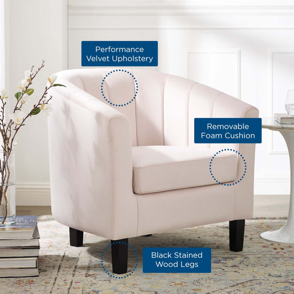 Tufted Armchair Accent Chair, Velvet, Pink, Modern, Living Lounge Hospitality